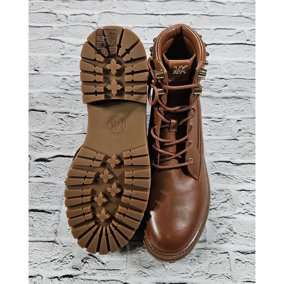 MICHAEL KORS Turner Astor Stud Brown Leather Boots WOMENS SIZE 8.5 - Picture 7 of 11